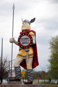Alexandria, MN, USA - May 16, 2013 The Alexandria Viking, the Minnesota town claims to be the birthplace of America as the controversial Kennsington Rune, allegedly pre-dating Columbus's voyage, was discovered here